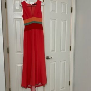 BCBGMaxAzria Red Multicolor High Low Dress